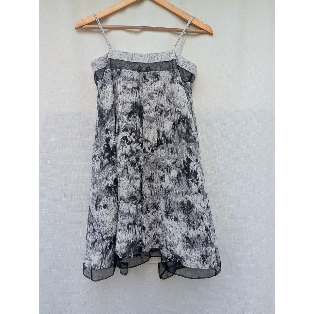 BCBGMAXAZRIA RUNWAY HANNE WOMENS XS BLACK SILK SLIP DRESS LACE Y2K GRUNGE - Picture 4 of 8